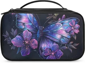 Artistic Butterfly Travel Makeup Bag for Women Custom Cosmetic Bags Waterproof Make Up Case Large Opening Toilety Organizer Pouch for Toiletries Brushes Perfumed Lipstick