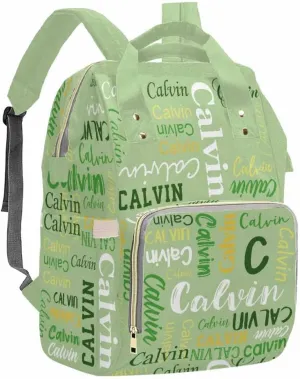Artsadd Personalized Diaper Bag with Name, Customized Light Green Monogram Nappy Backpack with Thermal Pockets Multi-function Baby Bags Handbag Shoulder Bag for Girls Boys