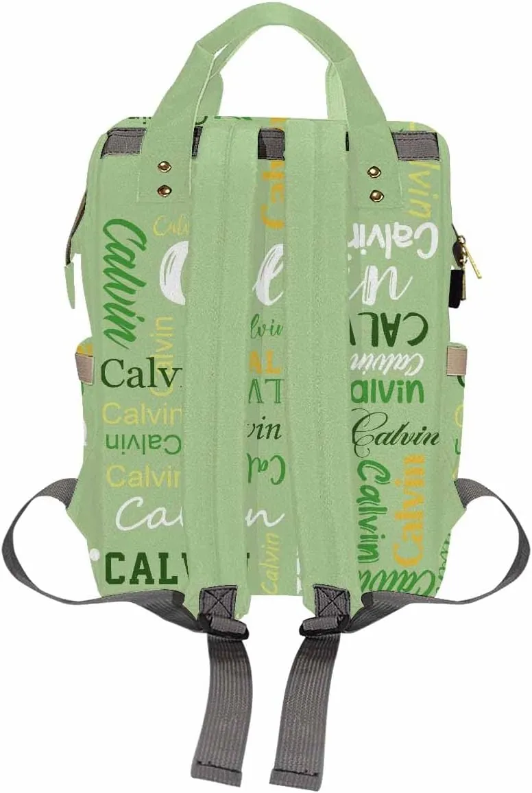 Artsadd Personalized Diaper Bag with Name, Customized Light Green Monogram Nappy Backpack with Thermal Pockets Multi-function Baby Bags Handbag Shoulder Bag for Girls Boys