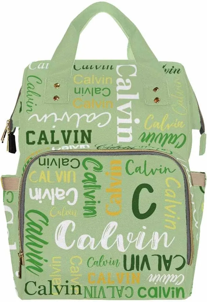 Artsadd Personalized Diaper Bag with Name, Customized Light Green Monogram Nappy Backpack with Thermal Pockets Multi-function Baby Bags Handbag Shoulder Bag for Girls Boys