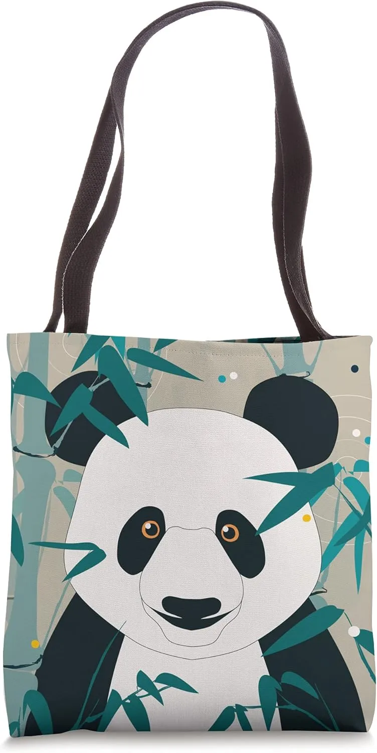 Asian Panda - Mid Modern Pattern - Bamboo Tote Bag
