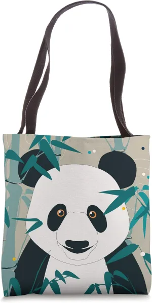 Asian Panda - Mid Modern Pattern - Bamboo Tote Bag
