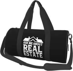 Ask Me About Real Estate Duffel Bag Gym Bag Travel Sports Tote Large Foldable Beach Swim Yoga8