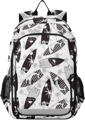 Aslsiy Kids Backpack Black Sketch Surfing Boards School Backpack for Boys Girls Book Bags Daycare 17 Inch Laptop Bag