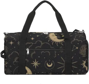 Astrology-pattern Water Resistant Gym Bag with Shoe Compartment, Travel Duffel Tote Bag Weekender Overnight Bag for Women Men