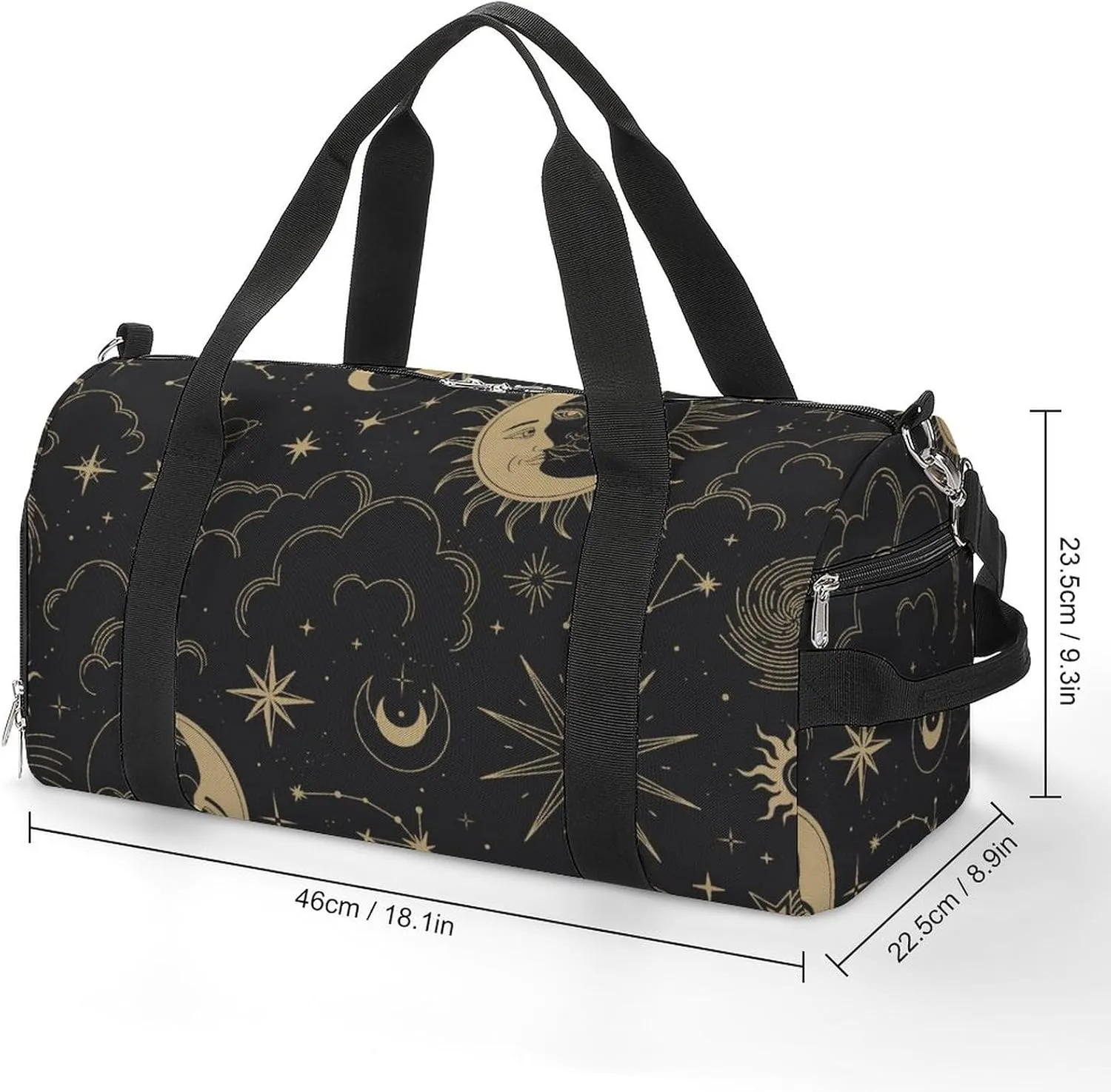 Astrology-pattern Water Resistant Gym Bag with Shoe Compartment, Travel Duffel Tote Bag Weekender Overnight Bag for Women Men