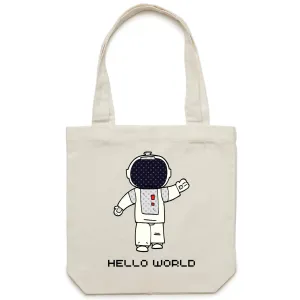 Astronaut, Hello World - Canvas Tote Bag