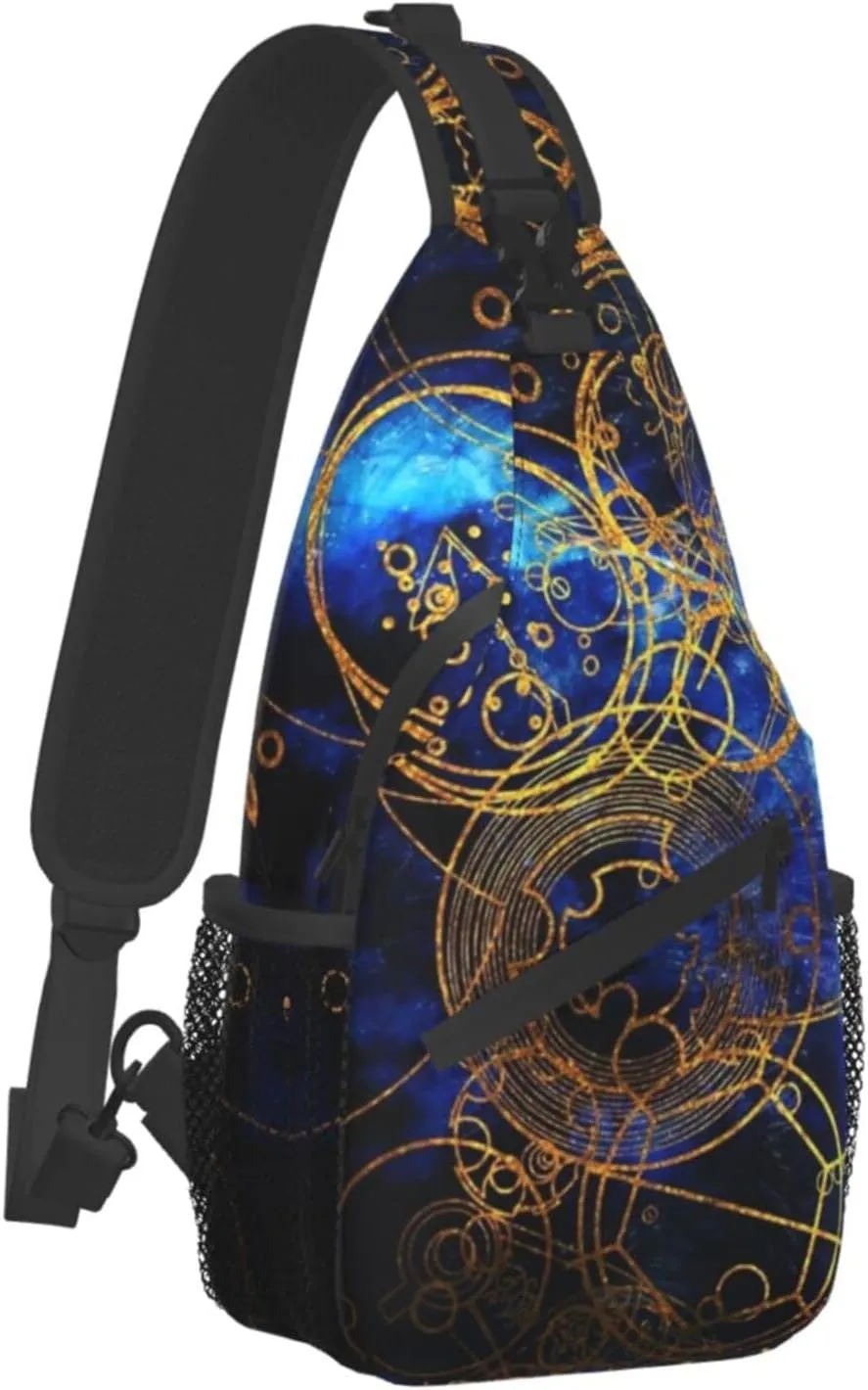 ASYG Steampunk Sling Bag Crossbody Chest Daypack Casual Backpack Vintage Clock Shoulder Bag For Travel Hiking