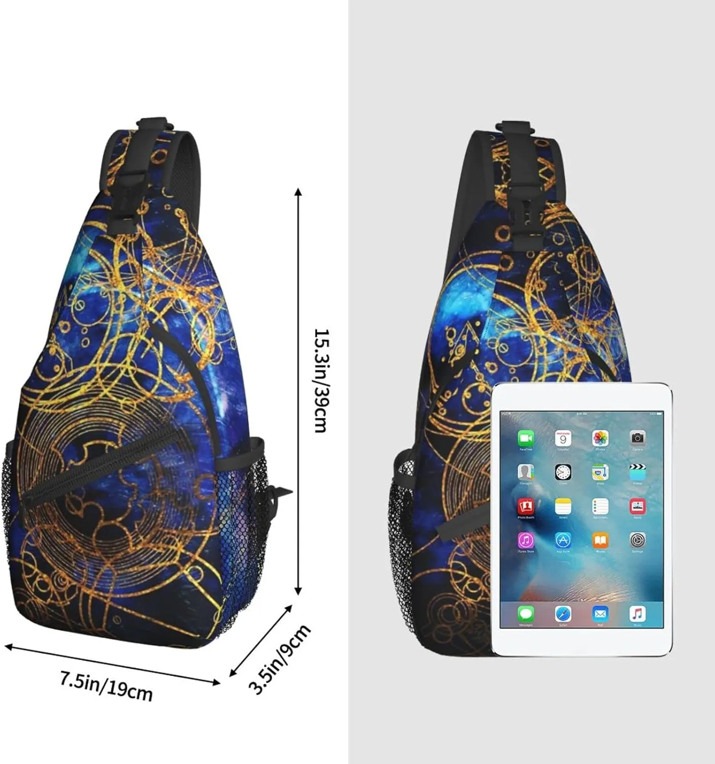 ASYG Steampunk Sling Bag Crossbody Chest Daypack Casual Backpack Vintage Clock Shoulder Bag For Travel Hiking