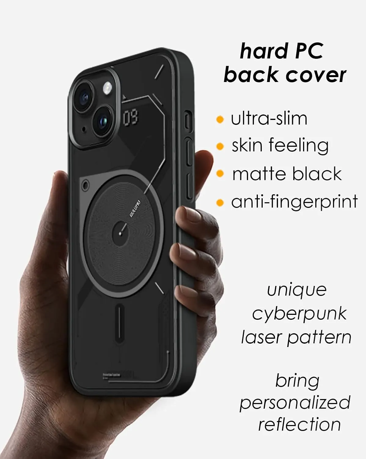 Aulumu for Magnetic iPhone 14 Plus Case [Compatible with MagSafe] Hard Shell, Semitranslucent Matte Cover, Anti-Fingerprint, Slim Soft TPU Frame A15 - Translucent Gray