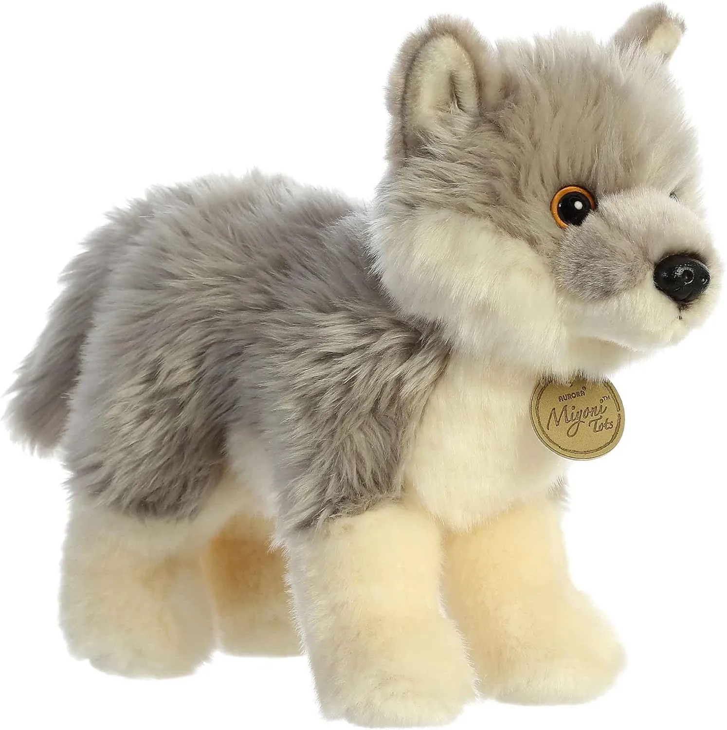 Aurora® Adorable Miyoni® Tots Wolf Pup Stuffed Animal - Lifelike Detail - Cherished Companionship - Gray 10 Inches