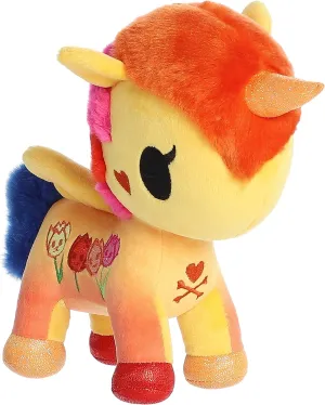 Aurora® Enchanting ©Tokidoki Flower Power Tulip Unicorno Stuffed Animal - Bright & Colorful Design - Showpiece Plush - Orange 7.5 Inches