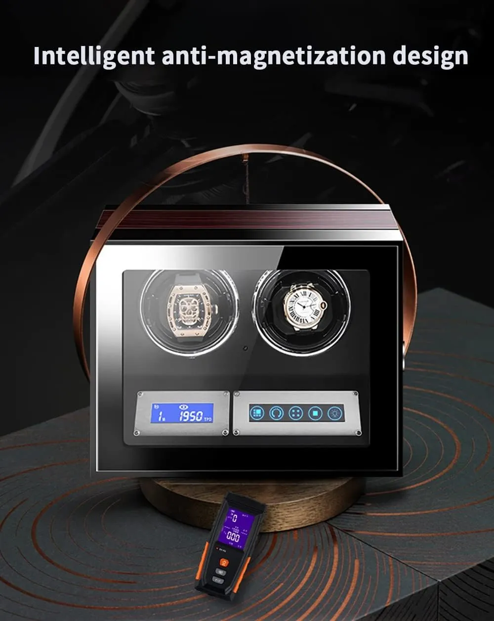 Automatic Single Watch Winder Retractable Table Pillow with Ambient LED Light Open Cap Design Easy Access with Japanese Quiet Motor AC Adapter Or Battery Powered (Carbon Fiber Pattern 2 0)