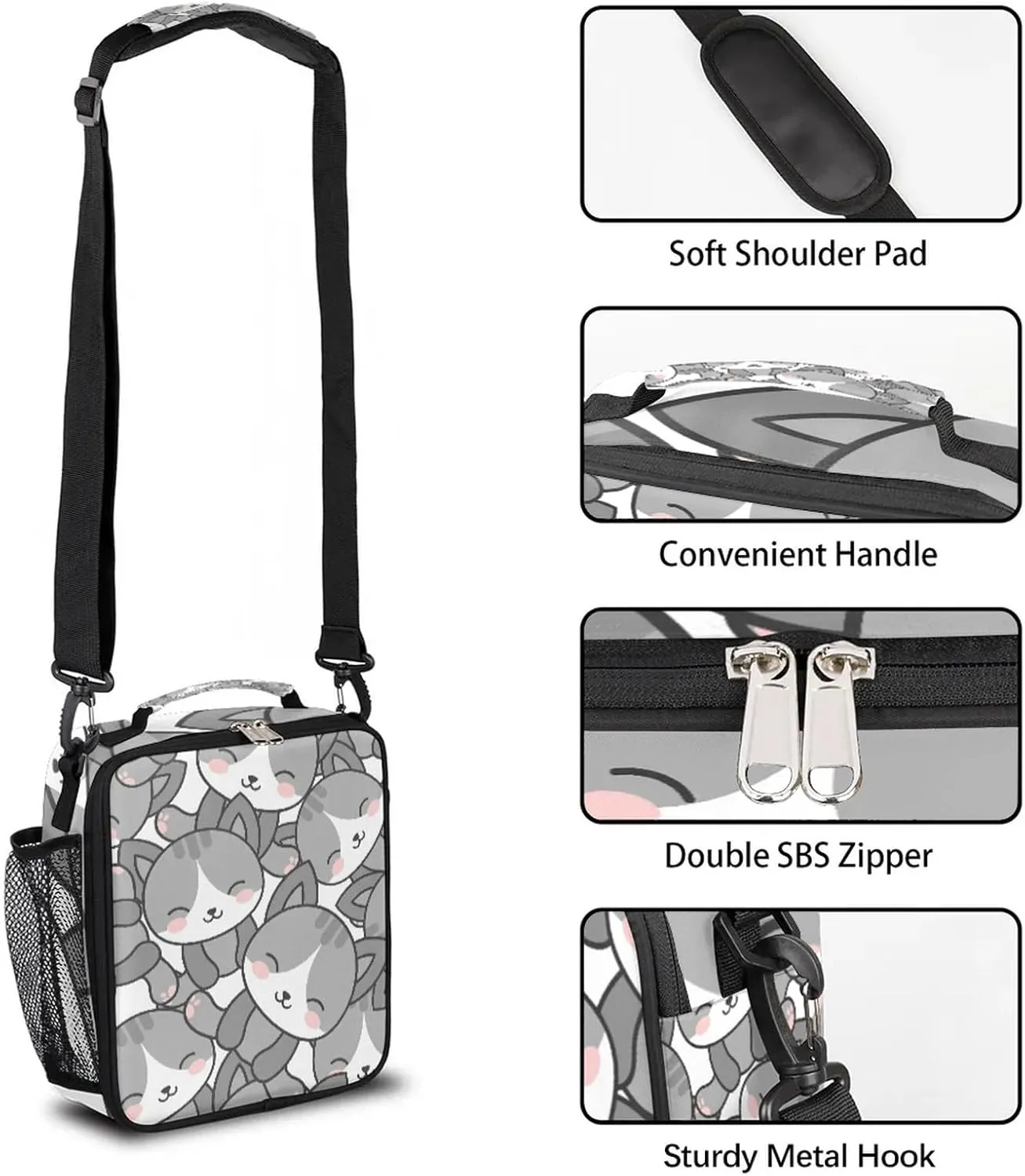 AUUXVA Thermal Lunch Box, Oxford Material and Aluminum Film, Spacious 6.5L Capacity, Adjustable Shoulder Straps, Ideal for School, Travel, Picnic, Camping, Hiking, Fishing, Cycling