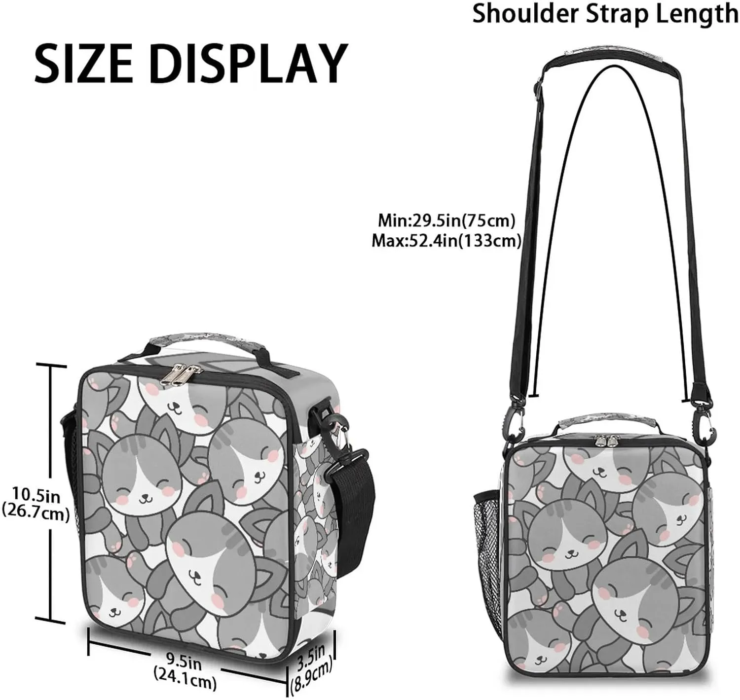 AUUXVA Thermal Lunch Box, Oxford Material and Aluminum Film, Spacious 6.5L Capacity, Adjustable Shoulder Straps, Ideal for School, Travel, Picnic, Camping, Hiking, Fishing, Cycling