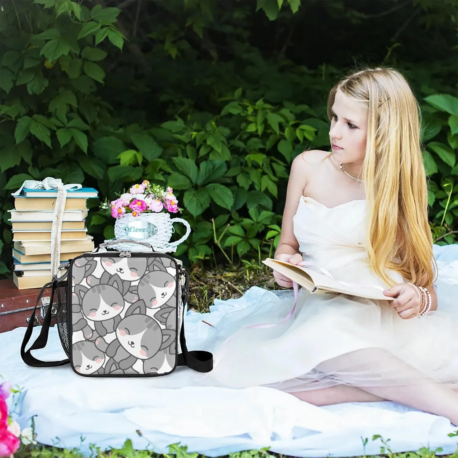 AUUXVA Thermal Lunch Box, Oxford Material and Aluminum Film, Spacious 6.5L Capacity, Adjustable Shoulder Straps, Ideal for School, Travel, Picnic, Camping, Hiking, Fishing, Cycling