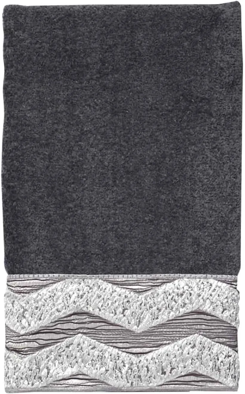 Avanti Linens - Hand Towel, Soft & Absorbent Cotton (Chevron Galaxy Collection, Granite)