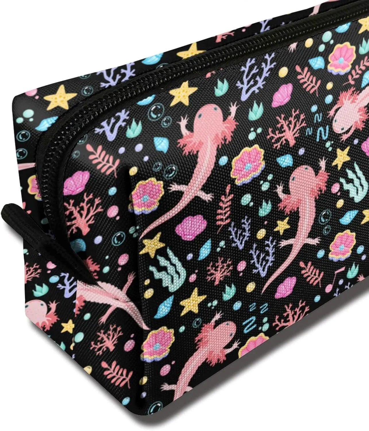 Axolotl Makeup Bag For Women, Portable Cosmetic Bag Zipper Pouch Travel Toiletry Organizer Bag