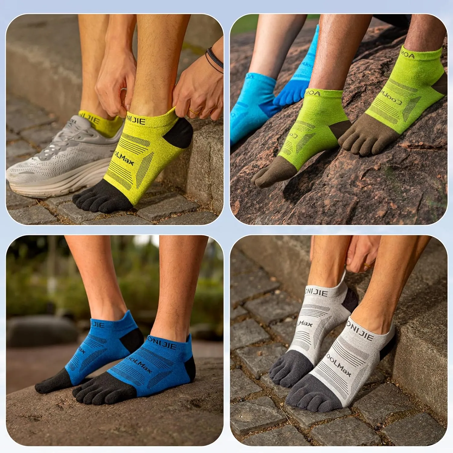 Azarxis Running Ankle Toe Socks for Men Women Lightweight Coolmax High Performance Five Finger Athletic Socks