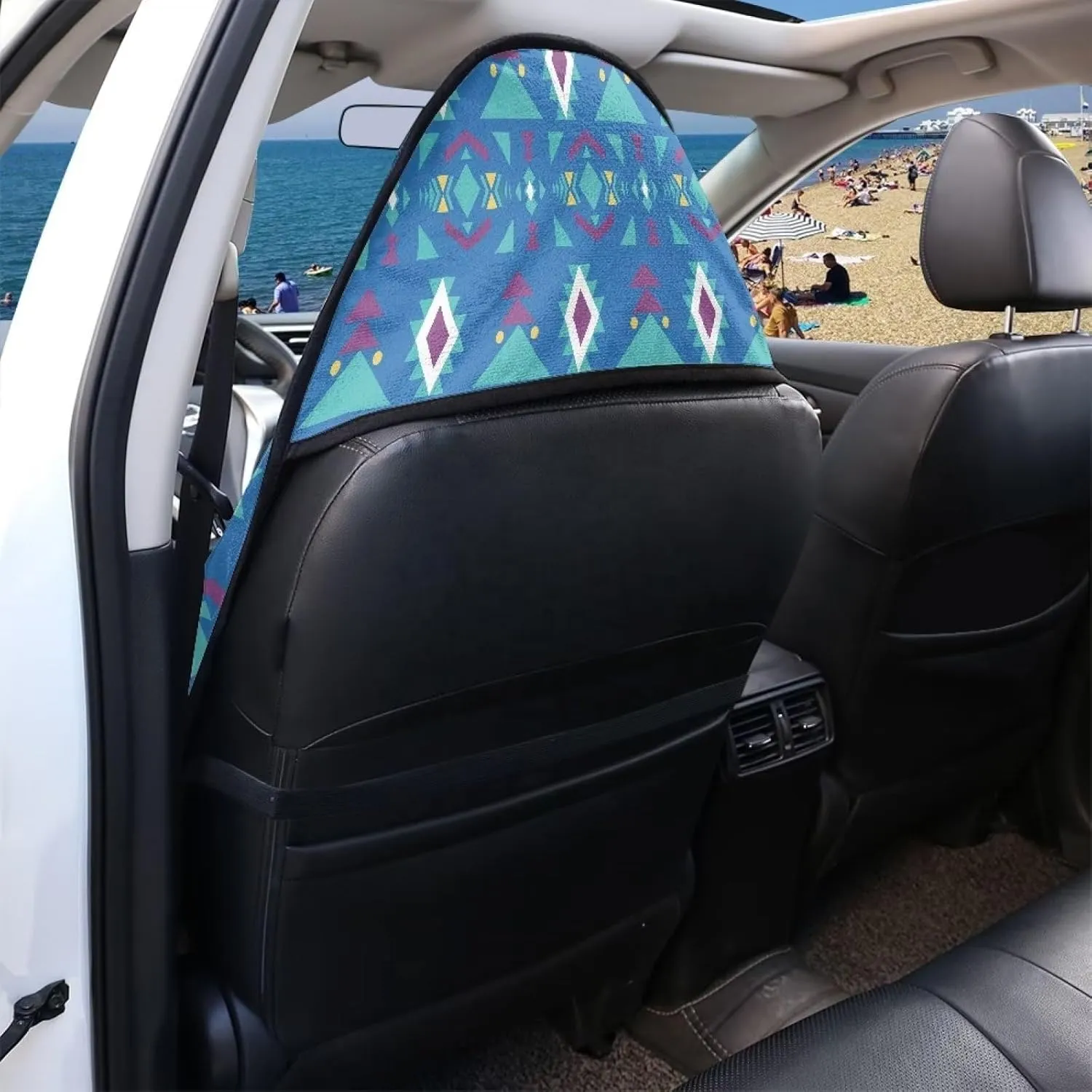 Aztec Car Hoody Waterproof Towel Cover, Southwest Stripe Washable Sweat Protector, Non Slip Car Seat Cover for Gym Swim Surf Run, Universal Fit for Auto Truck Van SUV
