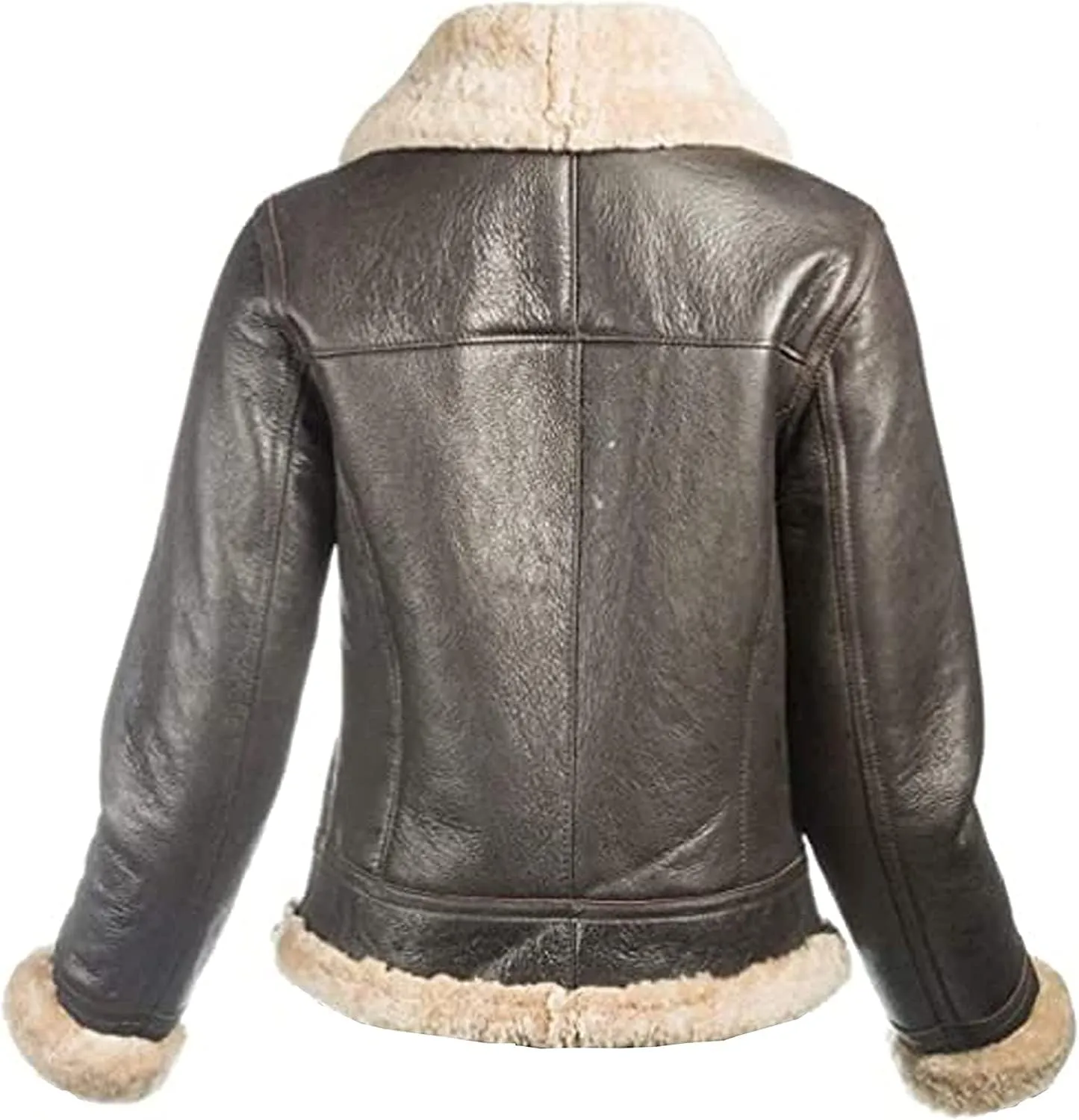 BA Design New Womens Aviator B3 Bomber Shearling Brown Leather Jacket