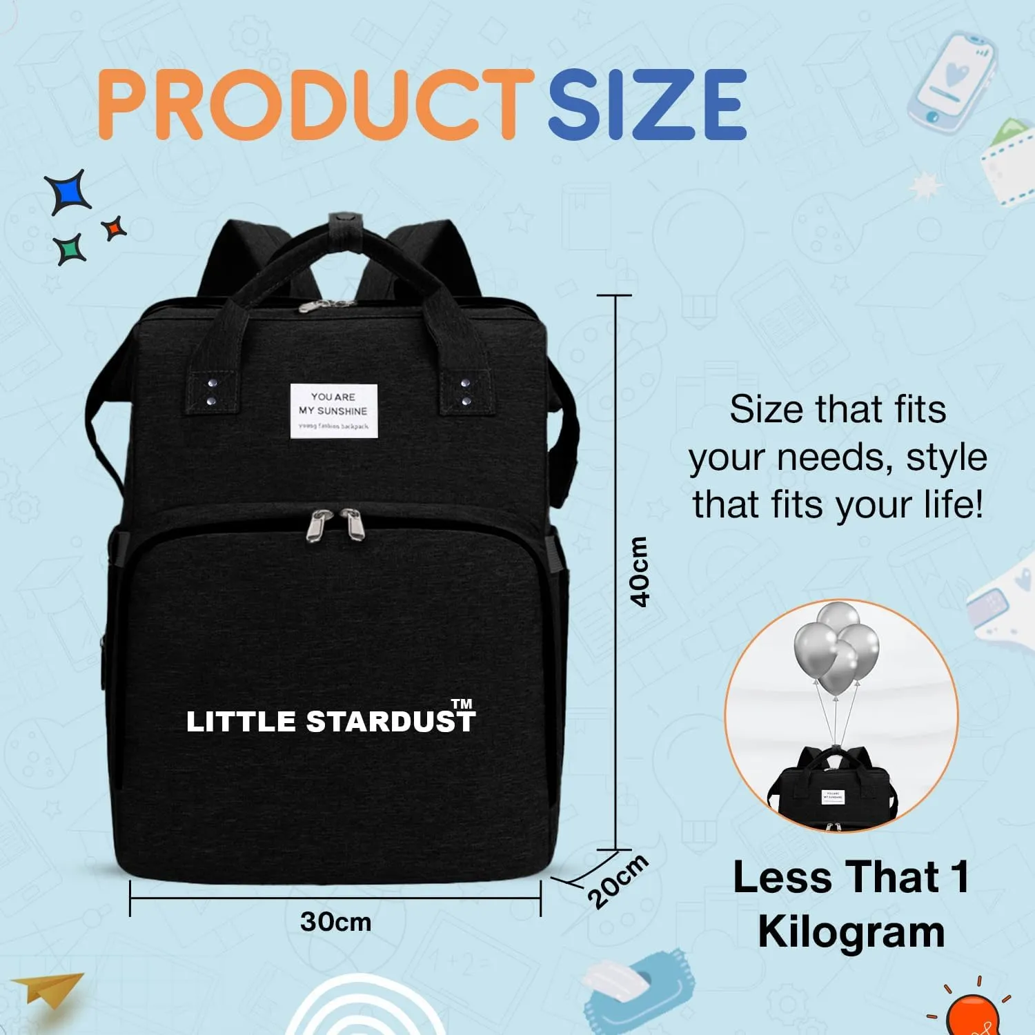 Baby Diaper Bag Backpack is a large, water-resistant black travel diaper tote for moms and dads, featuring spacious compartments and a multi-function design for ultimate convenience.