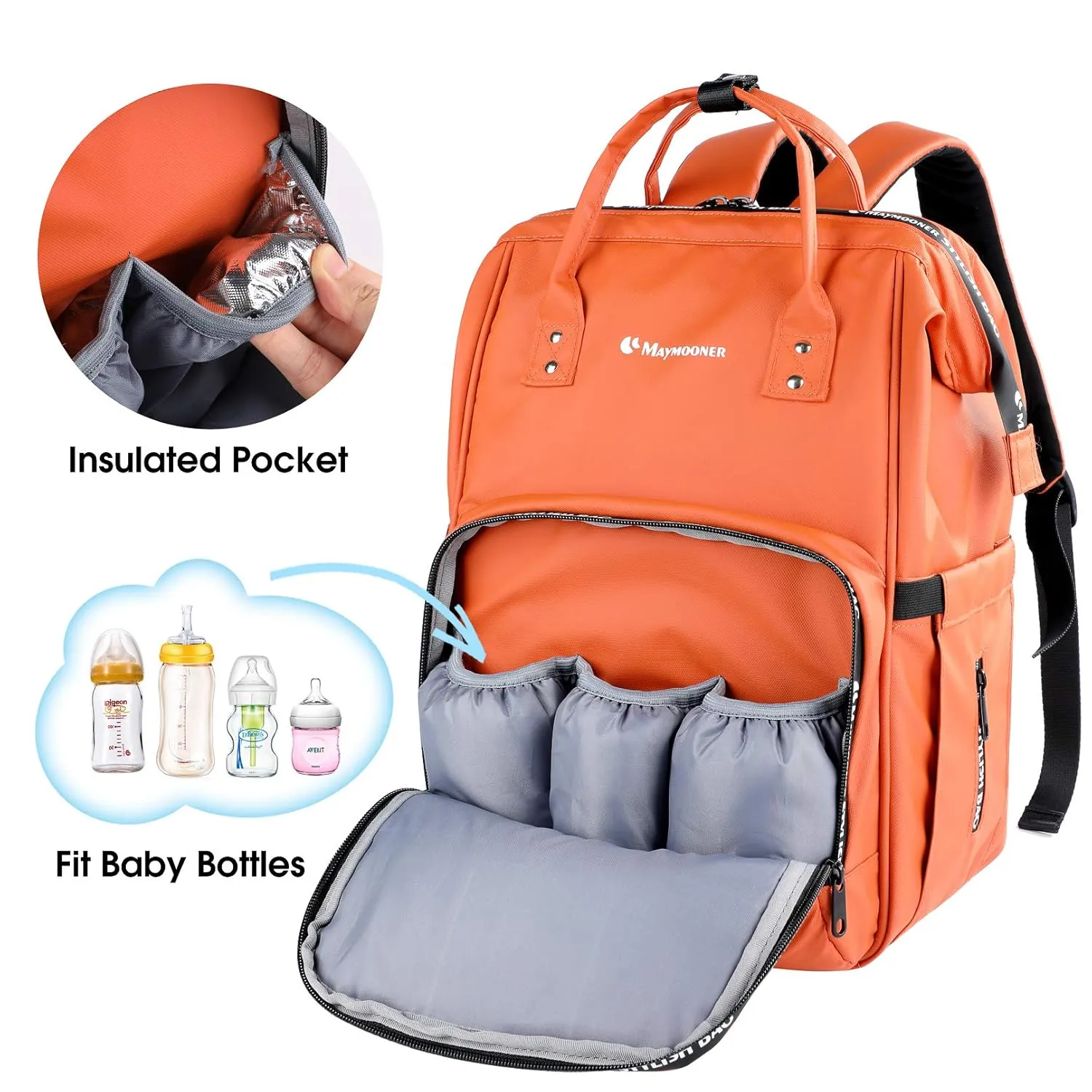 Baby Diaper Bag Backpack Set-Large Nappy Backpack with Changing Pad, Crossbody Breast Milk Cooler Bag(Fit 6 Baby Bottles),Waterproof Baby Changing Bag for Baby Registry,Newborn Gift