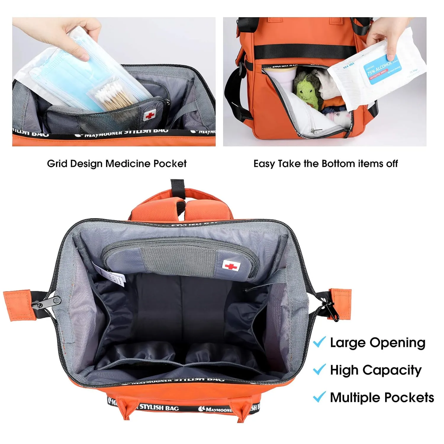 Baby Diaper Bag Backpack Set-Large Nappy Backpack with Changing Pad, Crossbody Breast Milk Cooler Bag(Fit 6 Baby Bottles),Waterproof Baby Changing Bag for Baby Registry,Newborn Gift