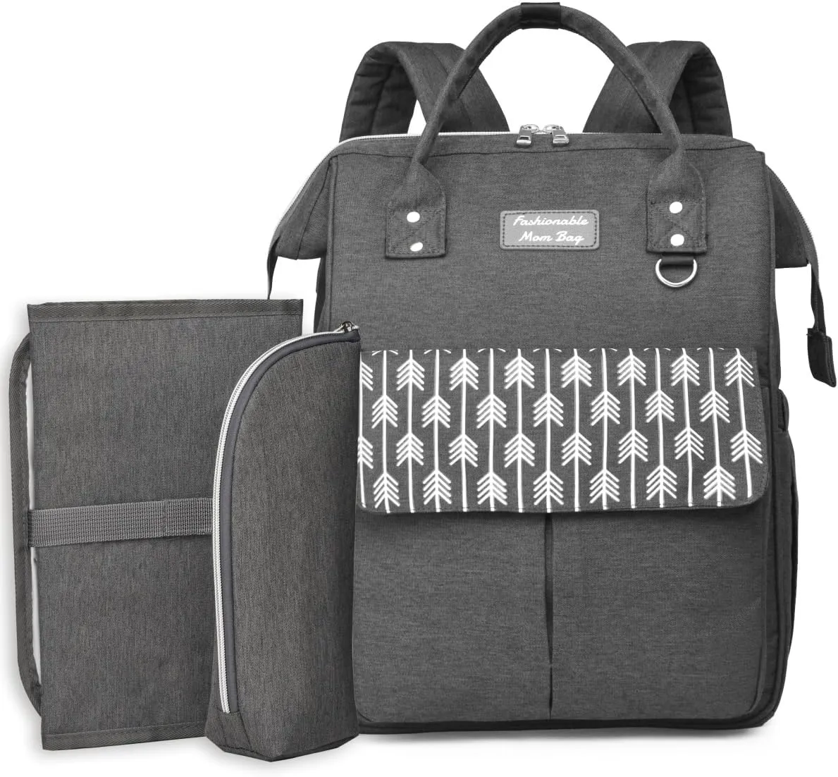Baby Diaper Bag Backpack XL with Changing Mat and Cooler Bag, Multifunctional Pañaleras Para Bebe with Stroller Straps, Baby Bag for Mom with Larger Space, Ideal Size for Everyone - Diaper Bags Grey