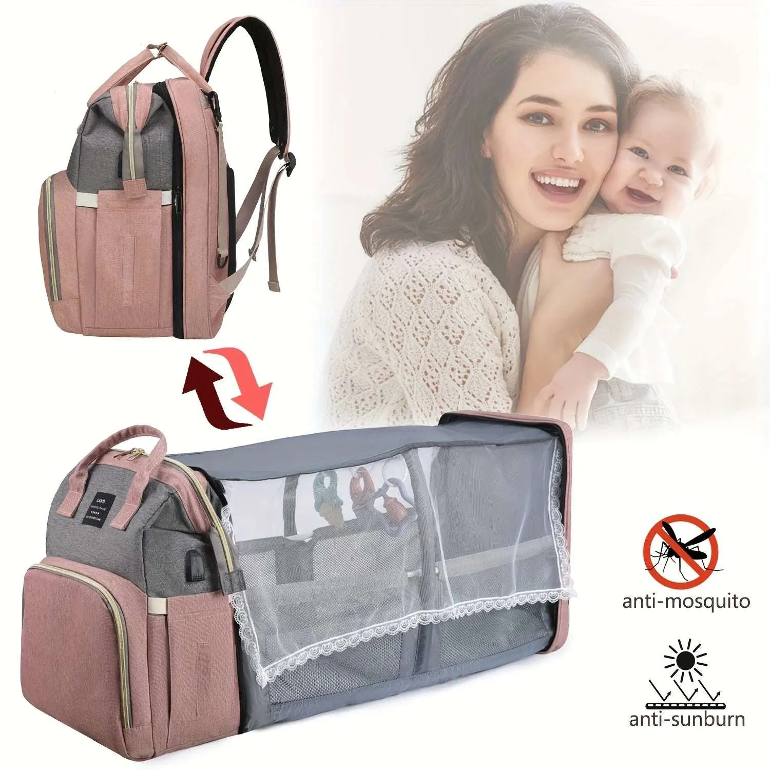 Baby Diaper Bag with Changing Area Pad |Large-Capacity Diaper Bag Backpack | Waterproof & Travel-Friendly | Best Maternity & Baby Shower Gift