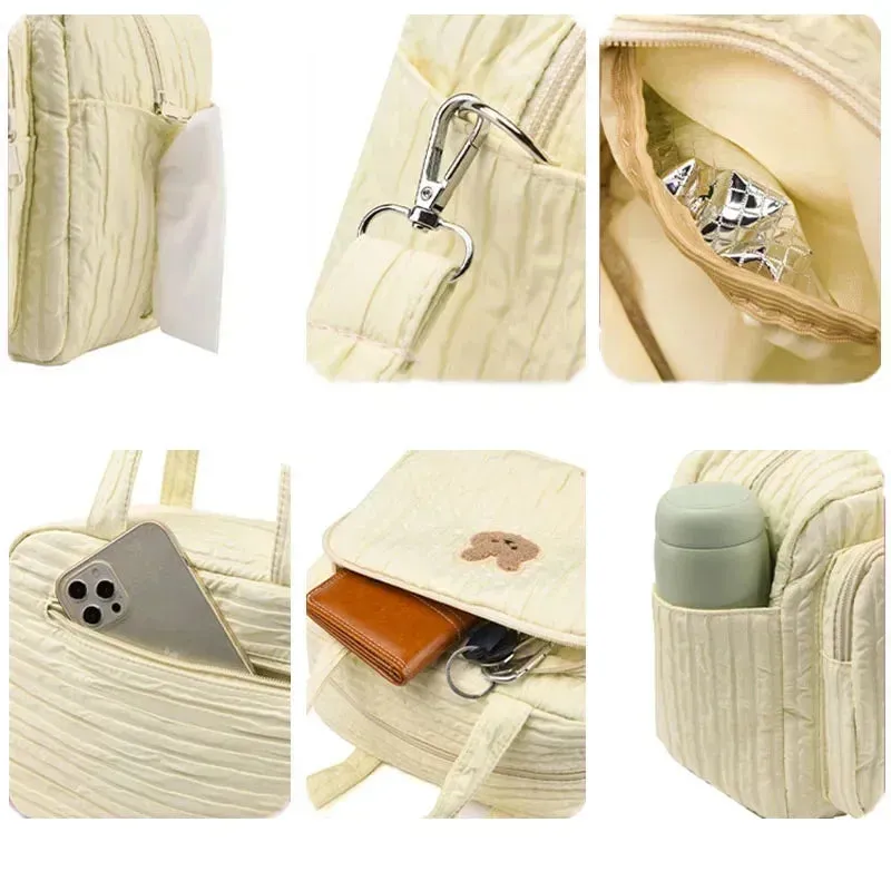 Baby Diaper Bags Organizer Maternity Bag Portable Cute Cartoon Multi-function Large Capacity Nylon Mom Travel Tote with Pendant