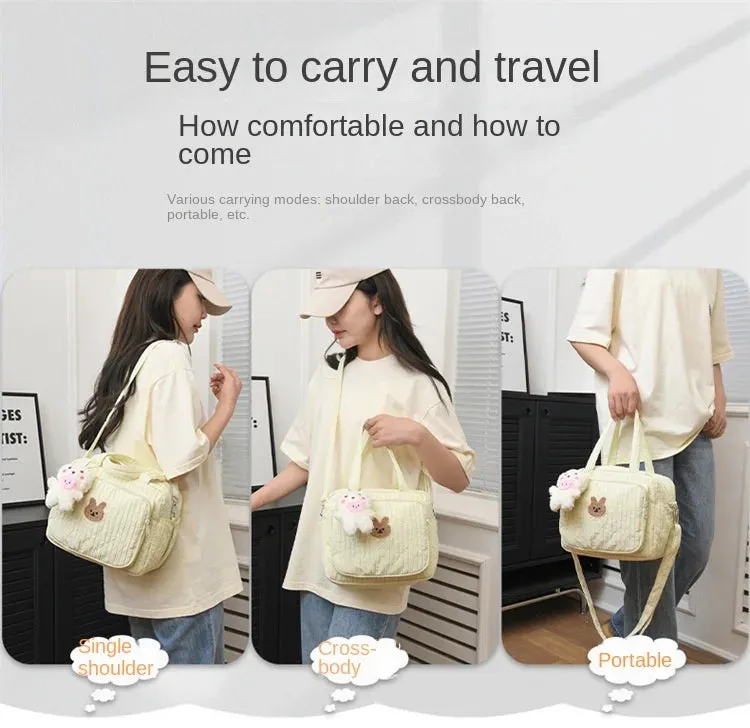 Baby Diaper Bags Organizer Maternity Bag Portable Cute Cartoon Multi-function Large Capacity Nylon Mom Travel Tote with Pendant
