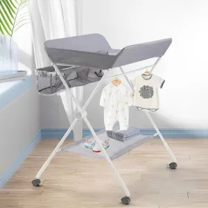 Baby Diaper Changing Station, Mobile Nursery Table with Storage Organizer