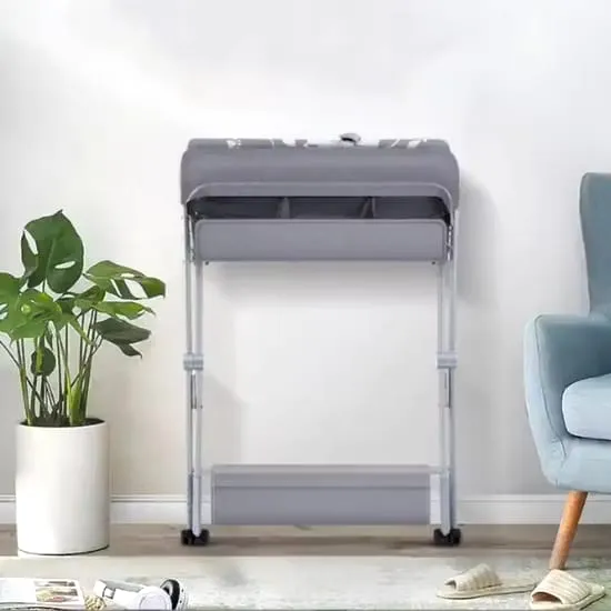 Baby Diaper Changing Station, Mobile Nursery Table with Storage Organizer