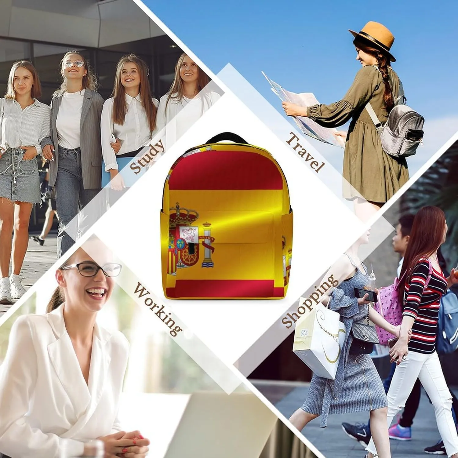 Backpack Purse for Women Flag of Spain Anti Theft Backpack with Zipper
