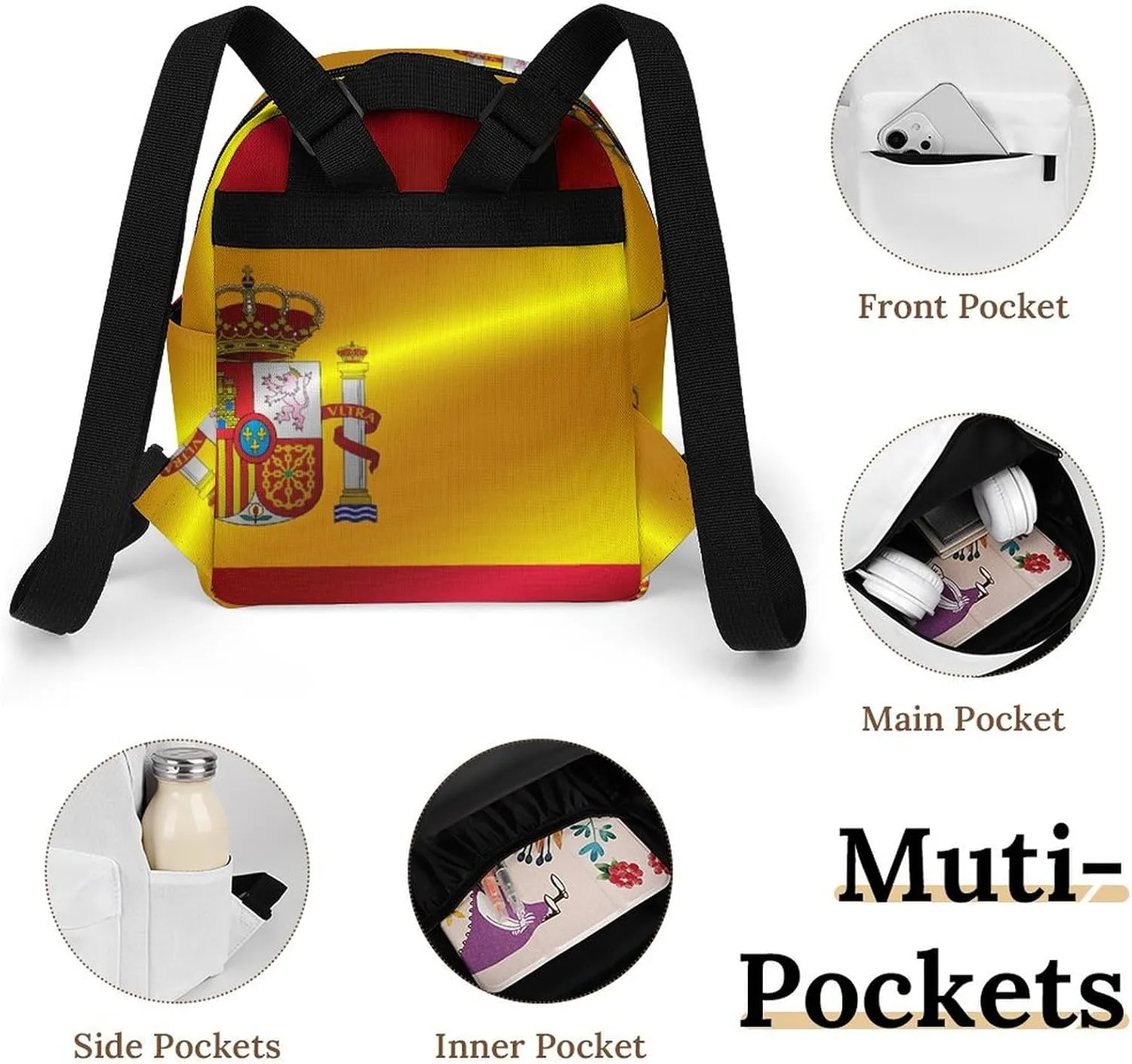 Backpack Purse for Women Flag of Spain Anti Theft Backpack with Zipper
