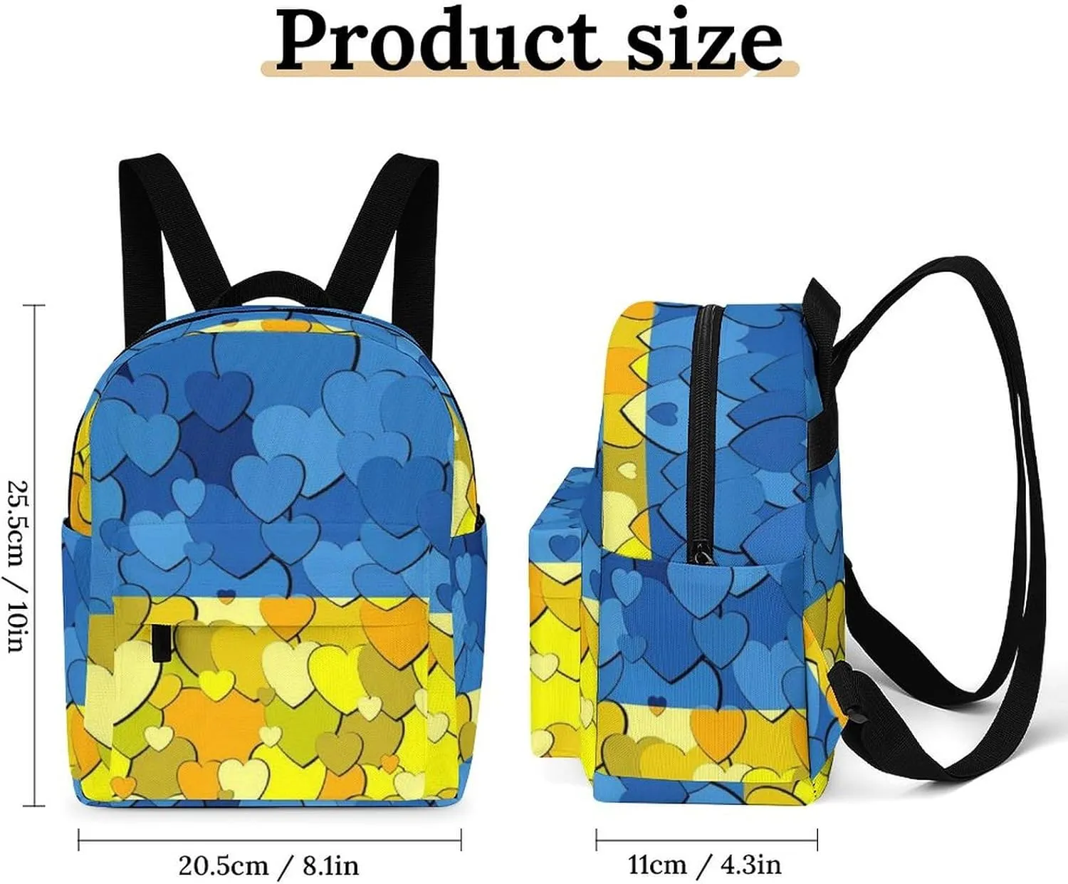 Backpack Purse for Women Ladies Shoulder Backpack Fashion Ukraine Love Heart Flag Handbag