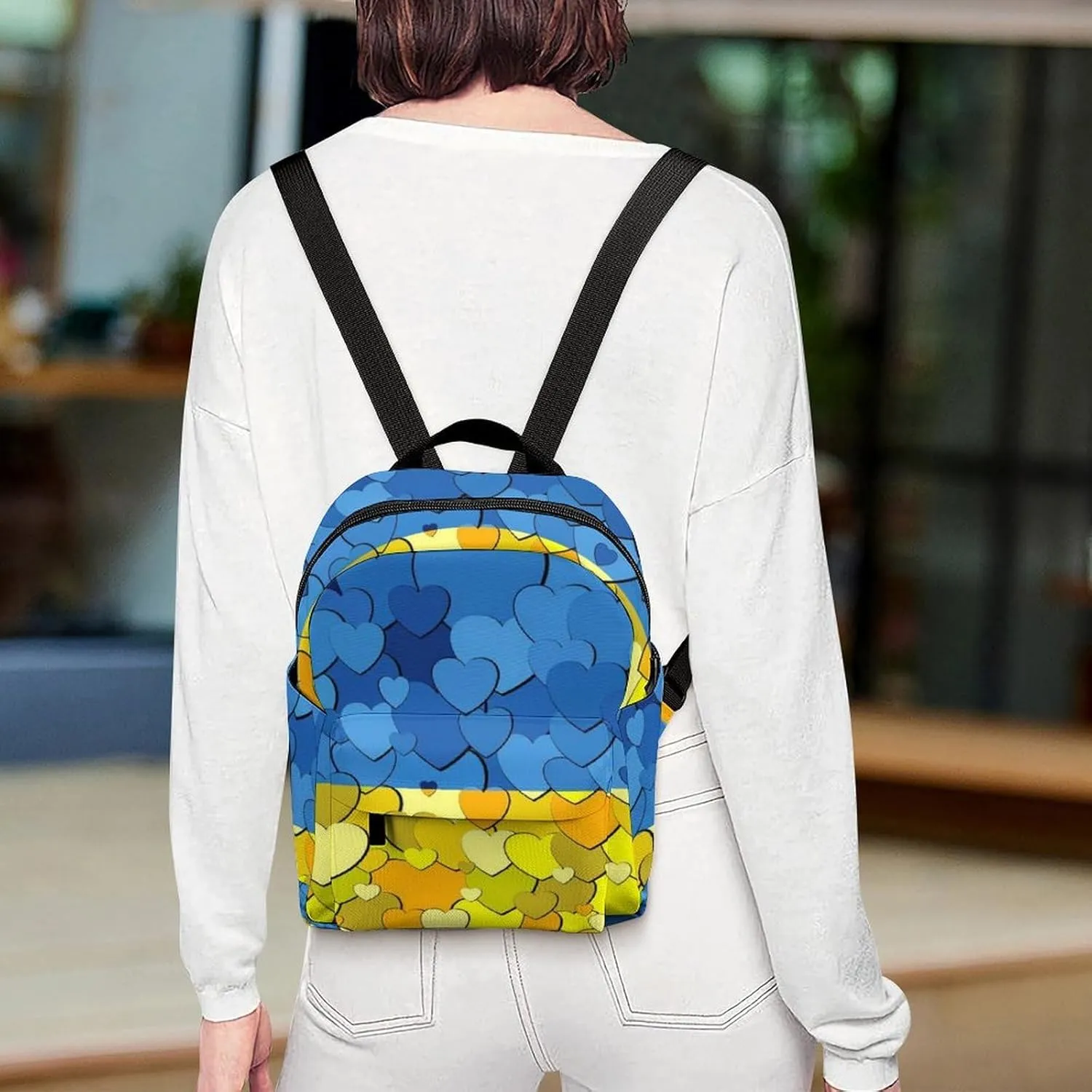 Backpack Purse for Women Ladies Shoulder Backpack Fashion Ukraine Love Heart Flag Handbag