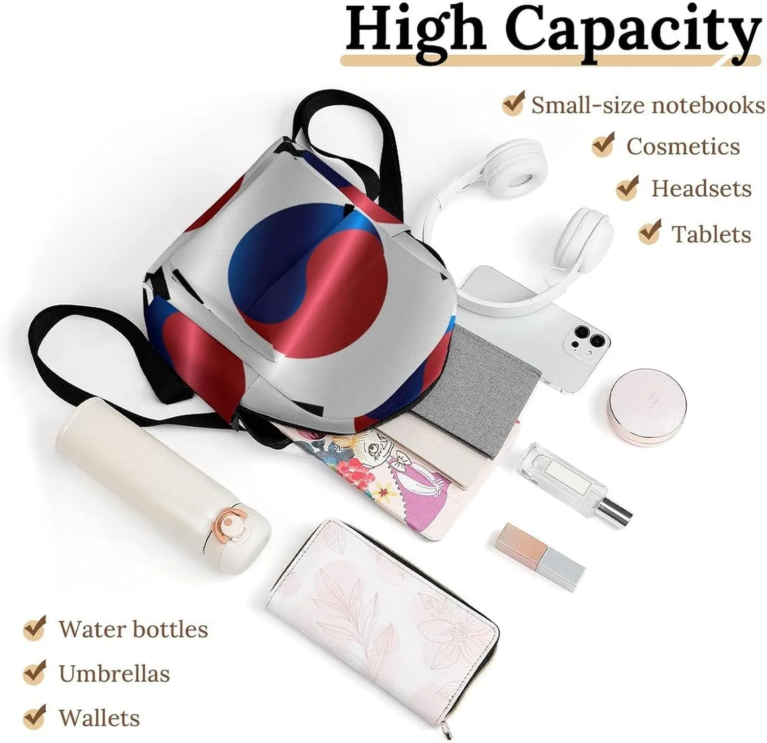 Backpack Purse for Women Rucksack for Ladies Flag of South Korea Shoulder Bag