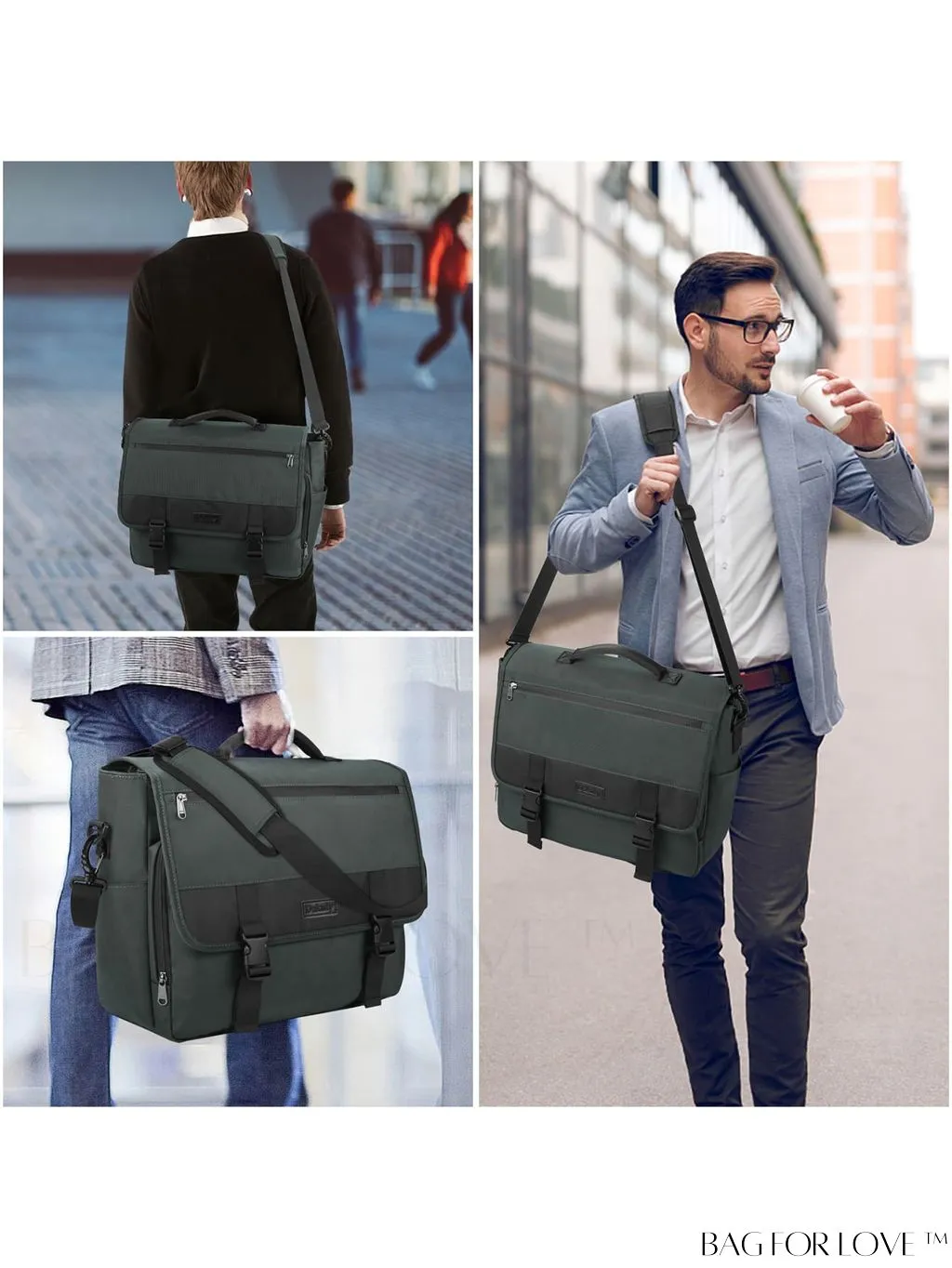 BagForLove - 15.6 Inch Waterproof Laptop Messenger Bag with Cable Organizer - Lightweight & Spacious