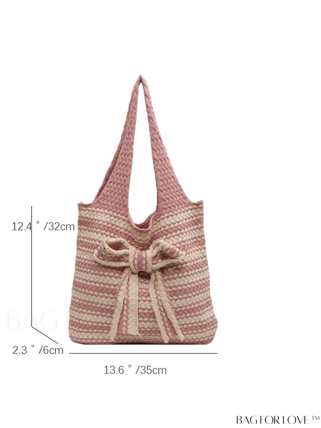 BagForLove - Bowknot Accented Tote Bag: Spacious and Stylish Striped Pattern Design