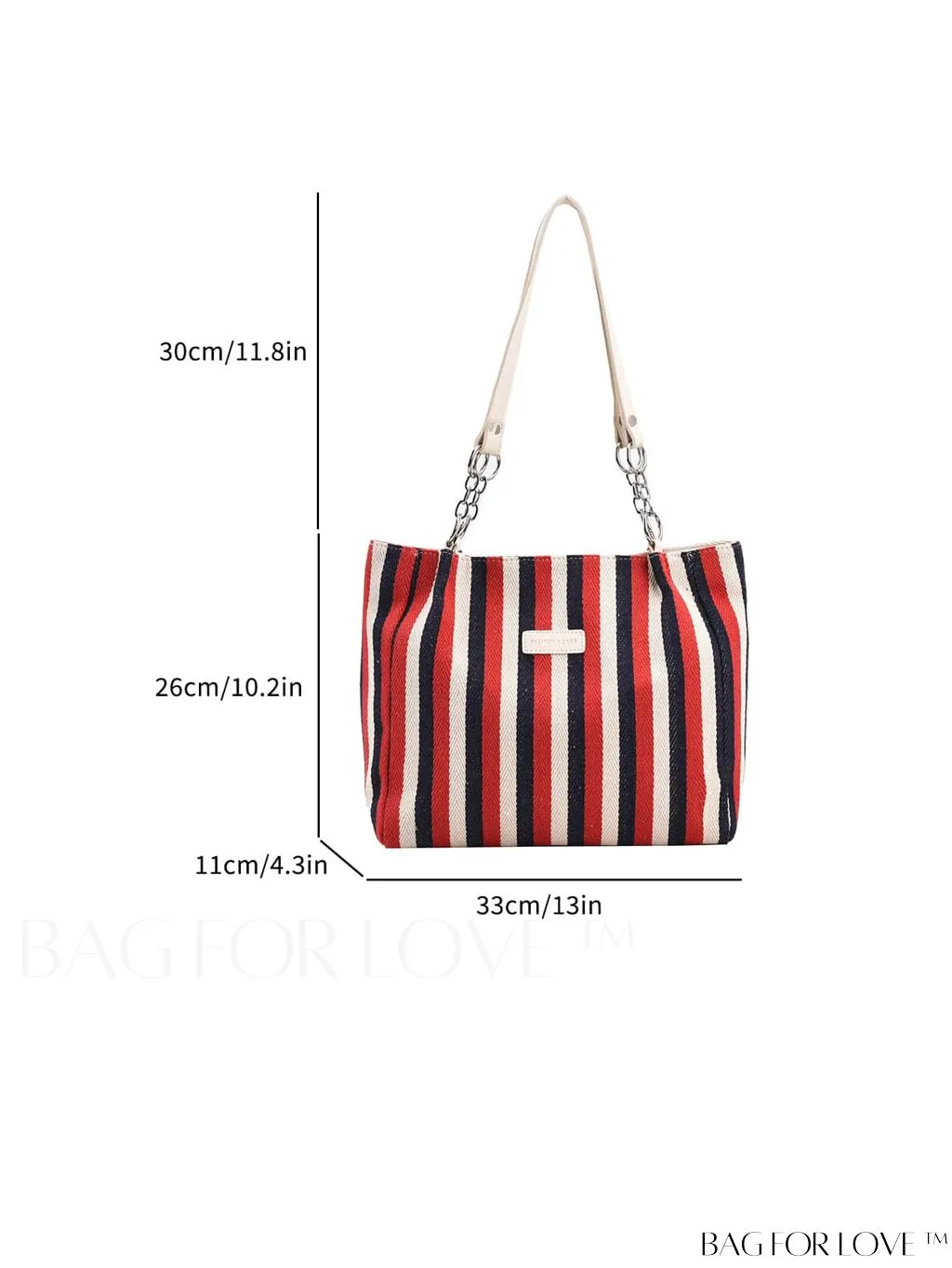 BagForLove - Chic Double Handle Shoulder Tote Bag in Striped Colorblock Design