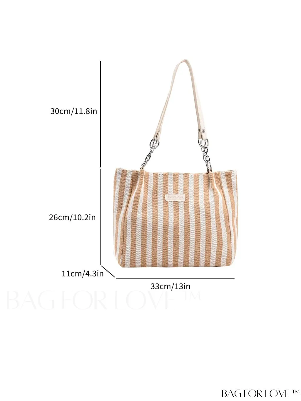 BagForLove - Chic Double Handle Shoulder Tote Bag in Striped Colorblock Design