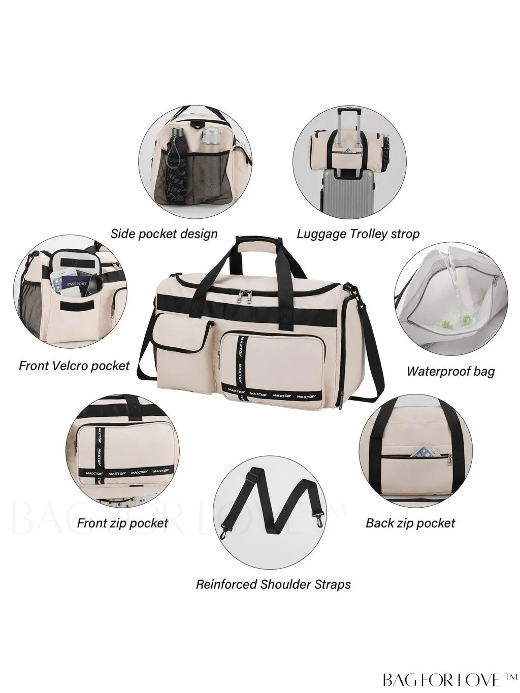 BagForLove - Large Capacity Travel Duffle Bag for Women - Stylish, Convenient, and Practical