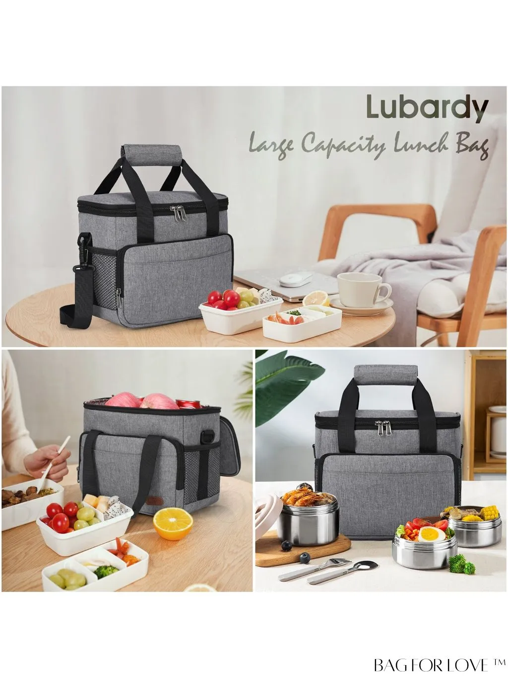BagForLove - Leakproof Insulated Lunch Bag with Adjustable Strap - Ideal for Work, Office, Picnic - 12-Can (10L)