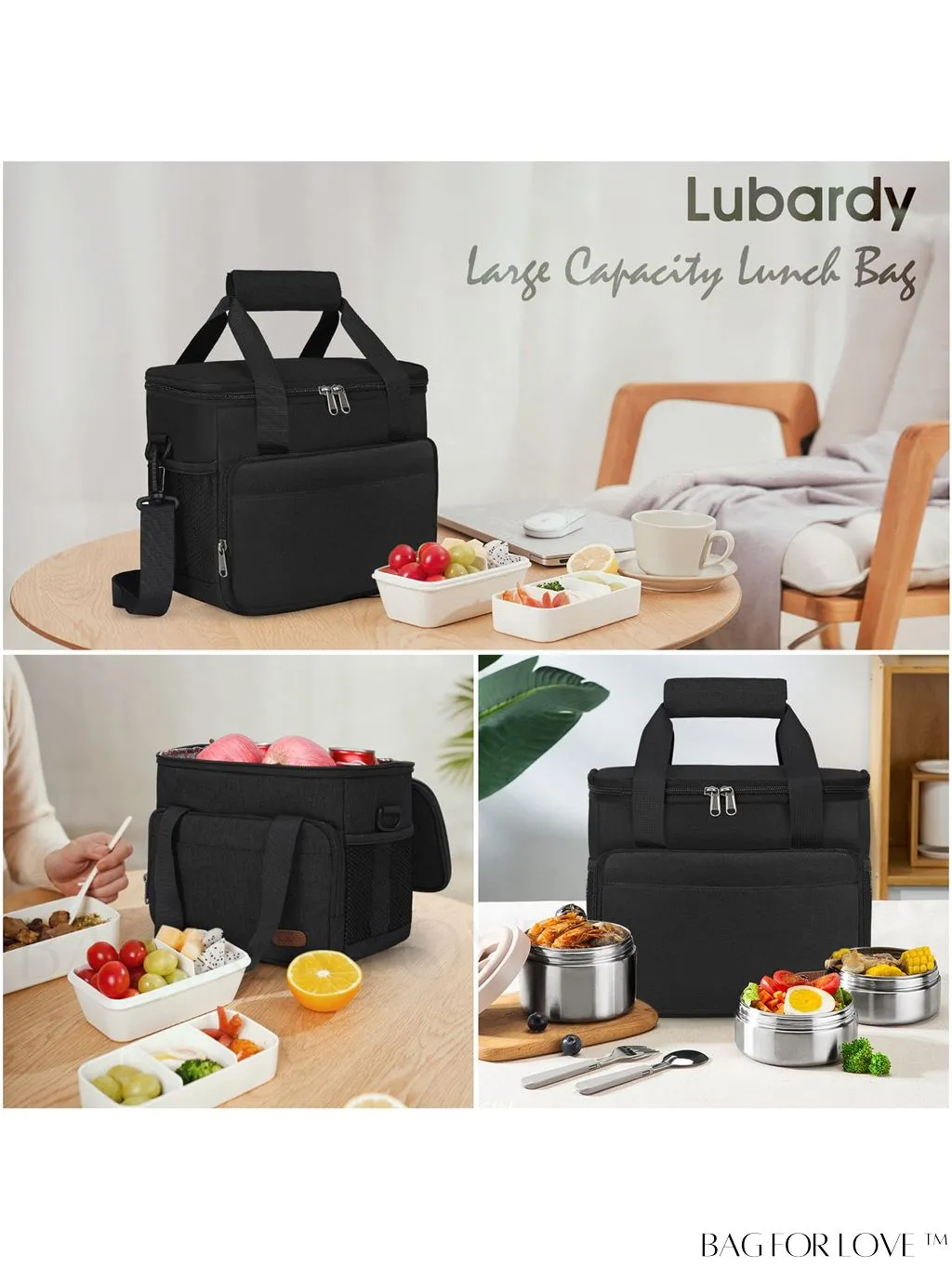 BagForLove - Leakproof Insulated Lunch Bag with Adjustable Strap - Ideal for Work, Office, Picnic - 12-Can (10L)
