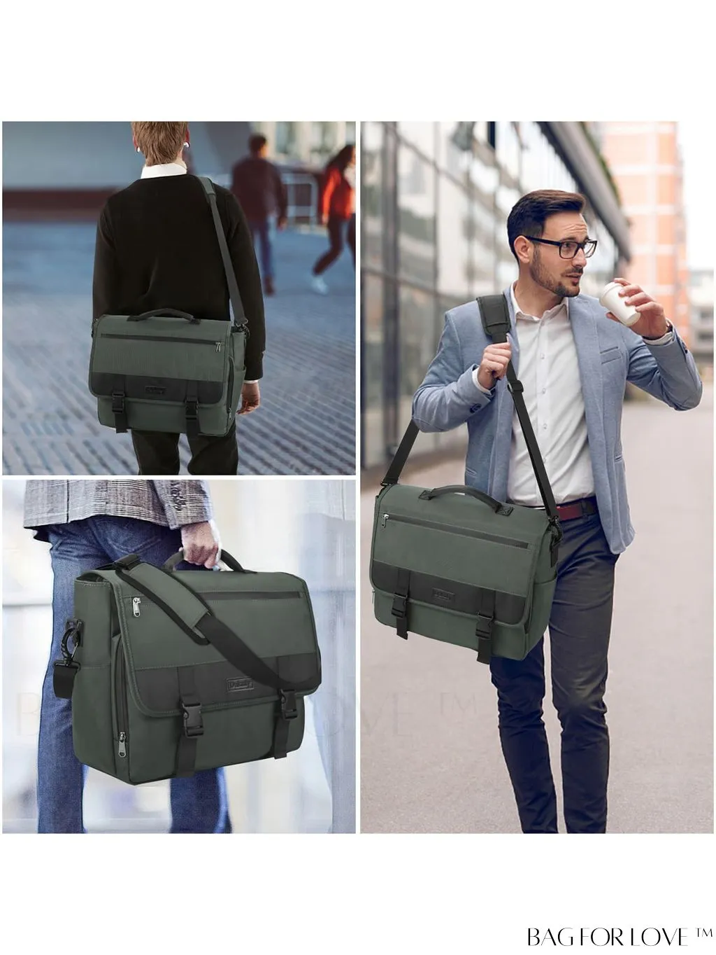 BagForLove - Waterproof 15.6 Inch Laptop Messenger Bag with Cable Organizer - Sleek & Lightweight