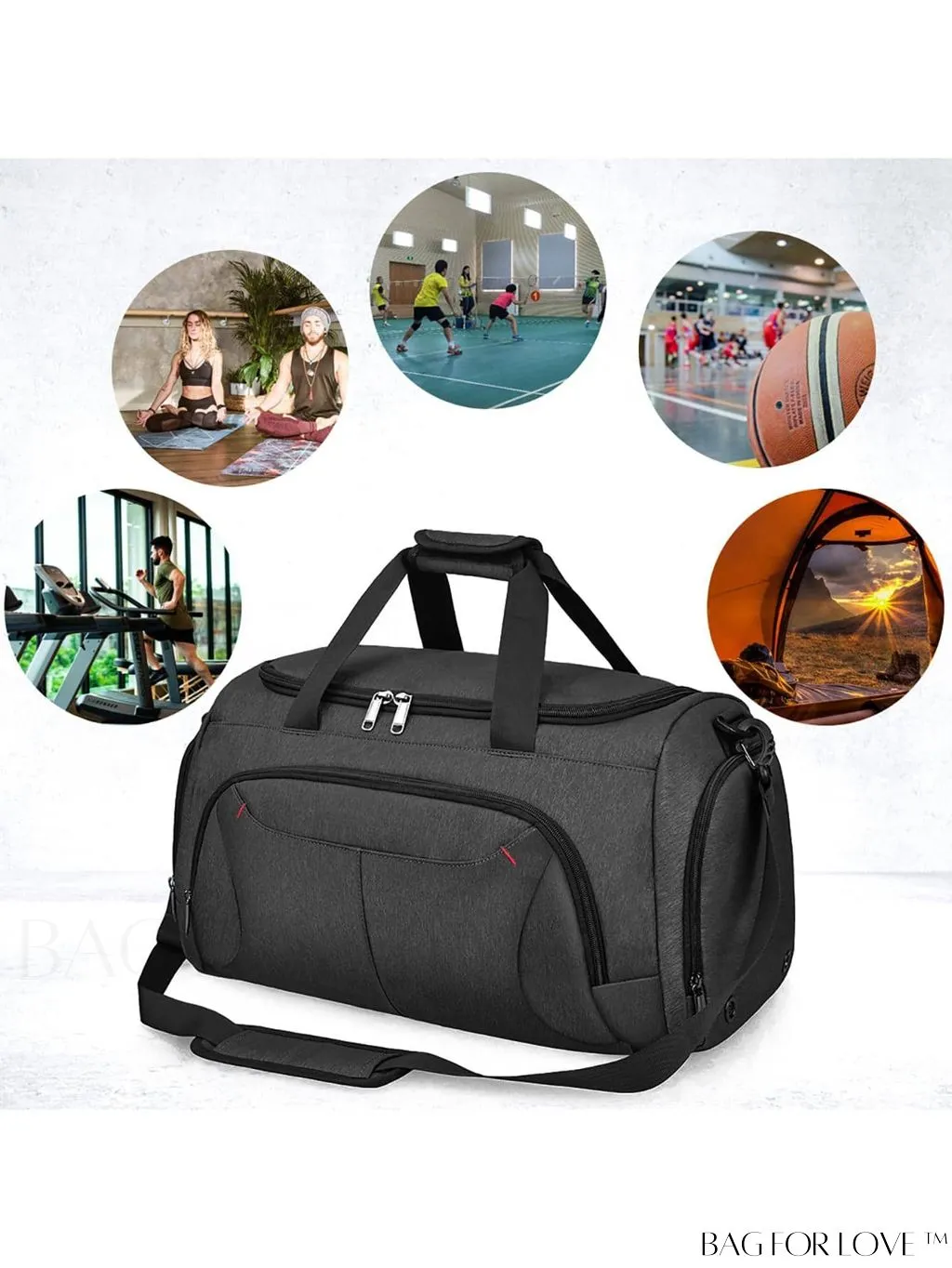 BagForLove - Waterproof Sports Travel Duffle Bag with Shoe Compartment - 40L Capacity - Men & Women
