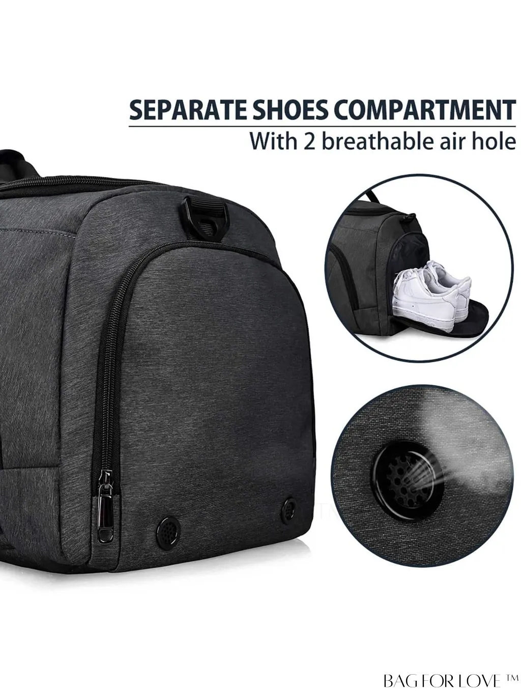 BagForLove - Waterproof Sports Travel Duffle Bag with Shoe Compartment - 40L Capacity - Men & Women