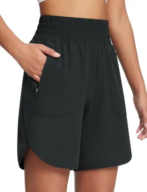 baleaf Women's Athletic Shorts 7 Inch Long Running Workout Hiking Shorts High Waisted Quick Dry Zipper Pockets UPF50 